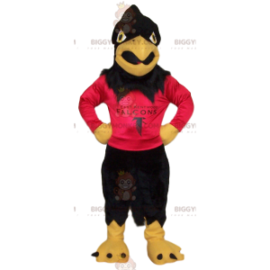 BIGGYMONKEY™ Golden Eagle Mascot Costume With Red Supporter