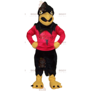 BIGGYMONKEY™ Golden Eagle Mascot Costume With Red Supporter