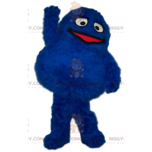 BIGGYMONKEY™ Big Round Hairy Blue Monster Mascot Costume -