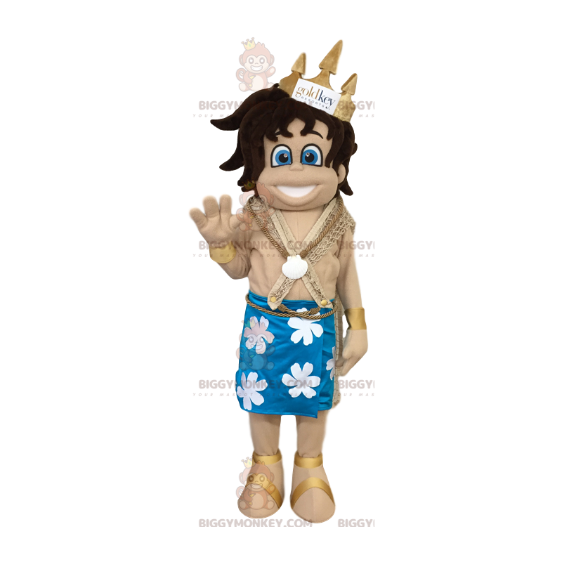 Disfraz de mascota del príncipe hawaiano BIGGYMONKEY™ con Disfraz de mascota del príncipe hawaiano BIGGYMONKEY™ con