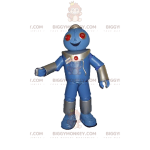 Velmi veselý kostým maskota modrého robota BIGGYMONKEY™ –