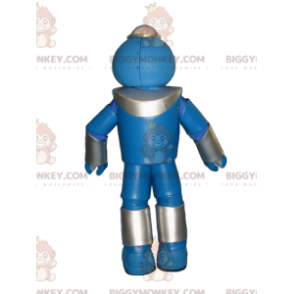 Traje de mascote de robô azul muito alegre BIGGYMONKEY™ –