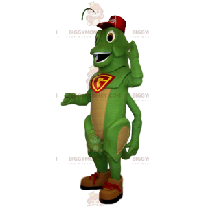 Green Cricket BIGGYMONKEY™ Mascot Costume with Red Cap –