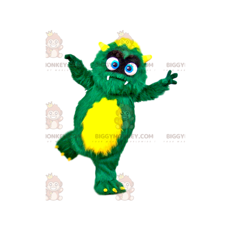 Little Green and Yellow Hairy Monster BIGGYMONKEY™ Mascot