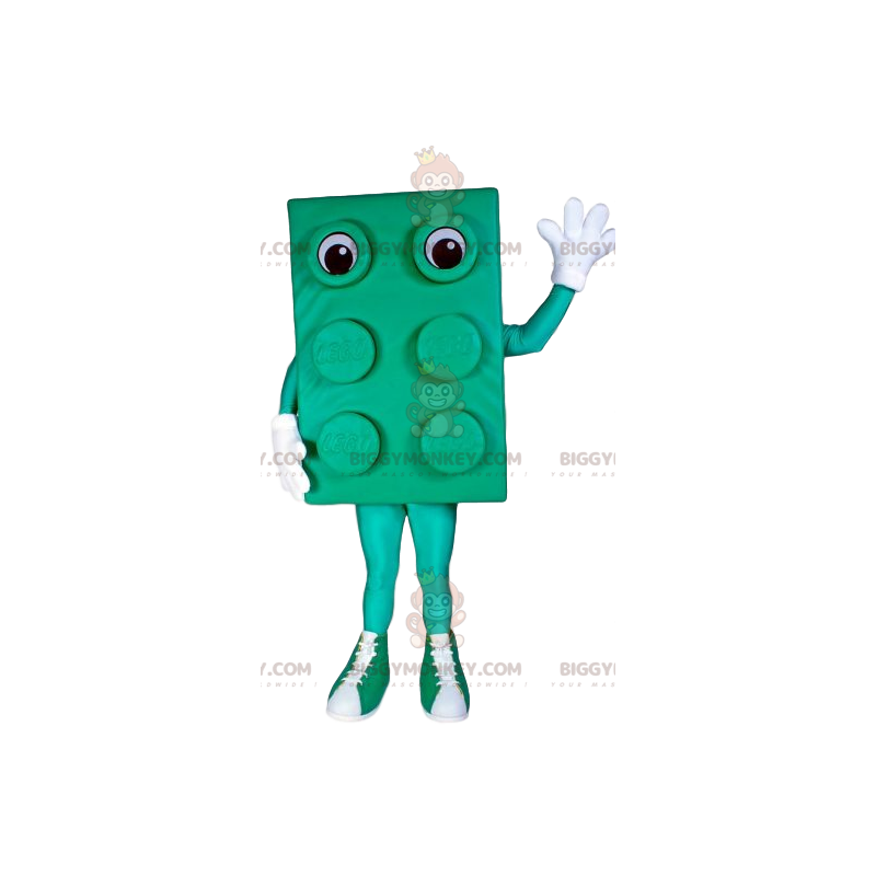 Traje de mascote BIGGYMONKEY™ Olhos Grandes Bloco Verde – Traje de mascote BIGGYMONKEY™ Olhos Grandes Bloco Verde –