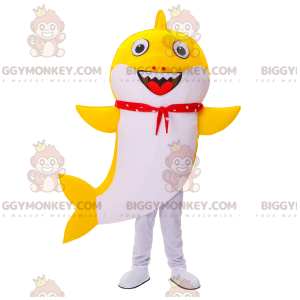 BIGGYMONKEY™ Mascot Costume Yellow and White Shark with Red