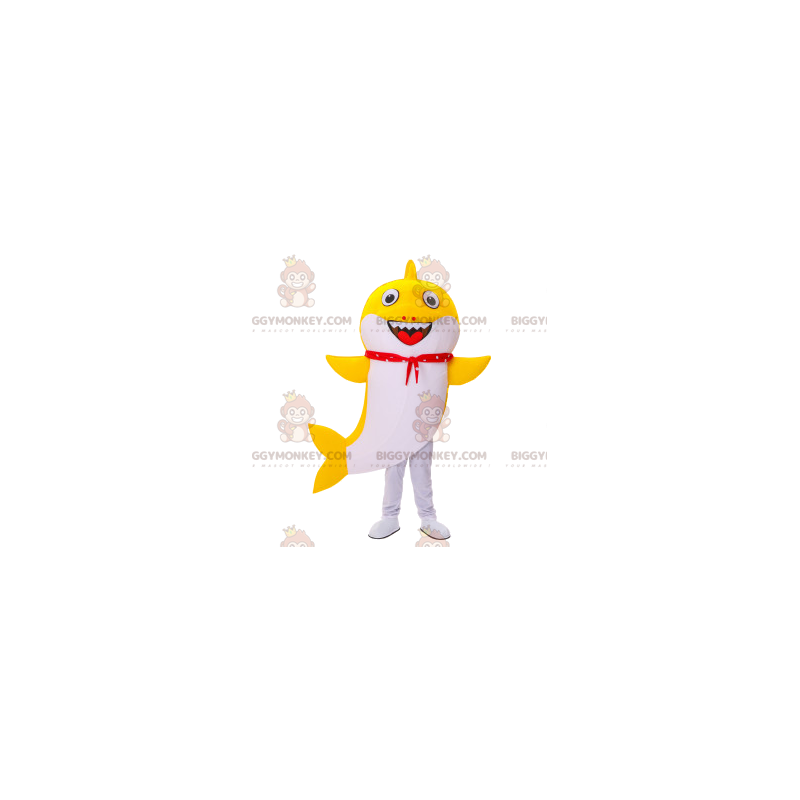 BIGGYMONKEY™ Mascot Costume Yellow and White Shark with Red