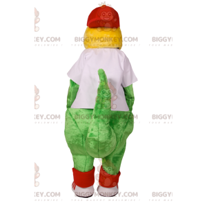 Grøn dinosaur BIGGYMONKEY™ maskotkostume med hvid
