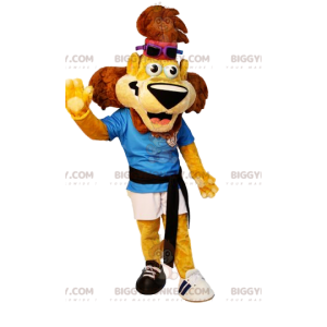 Super Fun Στολή Μασκότ Lion BIGGYMONKEY™ με αθλητικά ρούχα -