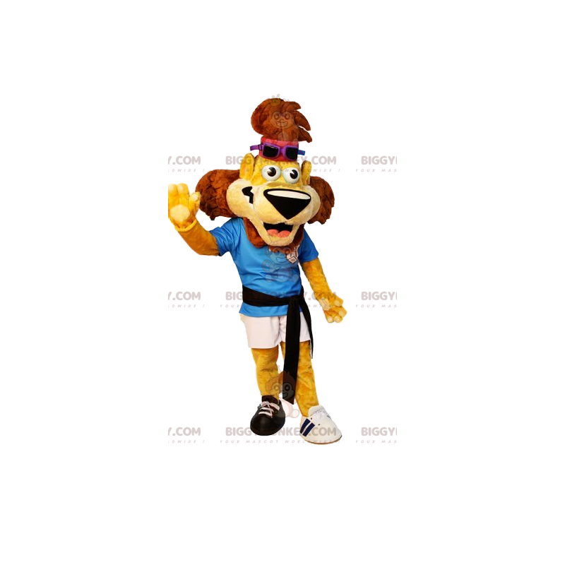 Costume de mascotte BIGGYMONKEY™ de lion super fun en tenue de Costume de mascotte BIGGYMONKEY™ de lion super fun en tenue de