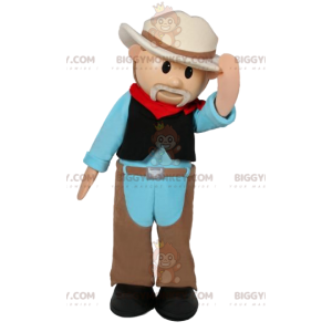 Traje de caubói de fazendeiro BIGGYMONKEY™ Traje de mascote –