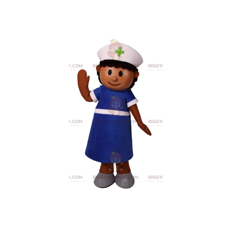 Nurse BIGGYMONKEY™ Mascot Costume with Blue Smock and Hat - Nurse BIGGYMONKEY™ Mascot Costume with Blue Smock and Hat -