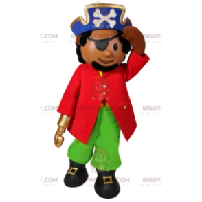 Pirate BIGGYMONKEY™ maskottiasu, jossa komea puku ja hattu -