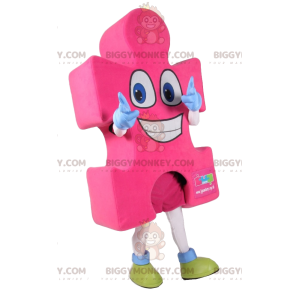 Super Happy Pink Puzzle Piece BIGGYMONKEY™ Mascot Costume -