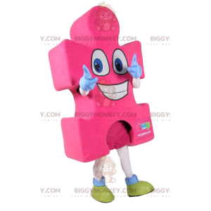 Κοστούμι μασκότ Super Happy Pink Puzzle Piece BIGGYMONKEY™ - Μη ταξινομημένες μασκότ - BIGGYMONKEY_012014 - BiggyMonkey.com