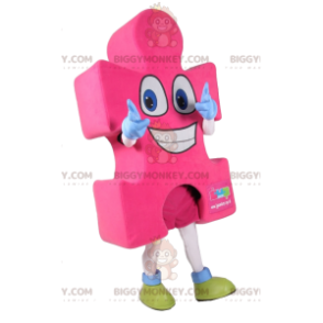 Super Happy Pink Puzzle Piece BIGGYMONKEY™ Maskottchenkostüm - Nicht klassifizierte Maskottchen - BiggyMonkey.com