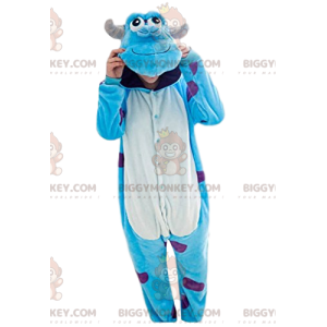 BIGGYMONKEY™ mascot costume of Sully, the turquoise monster