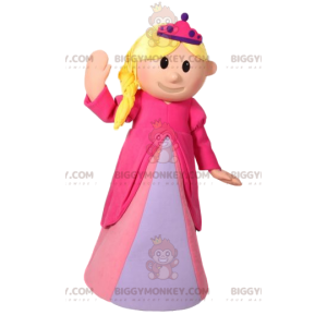 Kostým maskota princezny BIGGYMONKEY™ s krásnými růžovými šaty