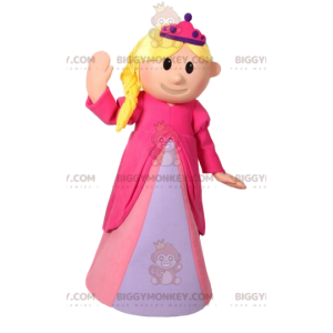 Traje de mascote Princesa BIGGYMONKEY™ com lindo vestido rosa e