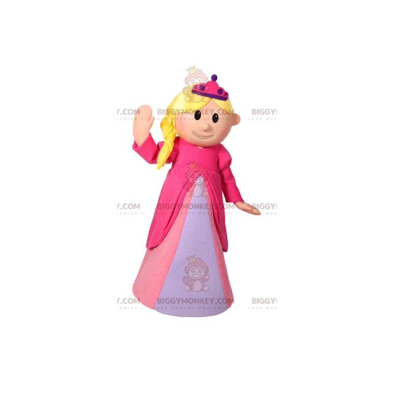 Prinsessan BIGGYMONKEY™ maskotdräkt med vacker rosa klänning