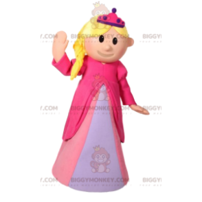 Prinsesse BIGGYMONKEY™ maskotkostume med smuk pink kjole og
