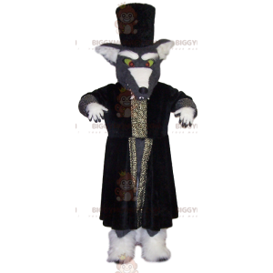 BIGGYMONKEY™ Μασκότ Κοστούμι Γκρι Λύκος με παλτό Great Wizard -