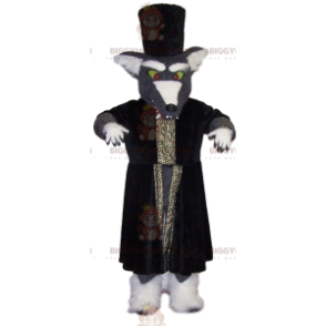 BIGGYMONKEY™ Mascot Costume Gray Wolf with Great Wizard Coat -