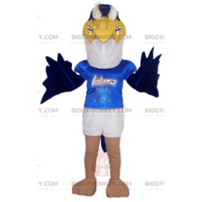 White and Blue Golden Eagle BIGGYMONKEY™ Mascot Costume with