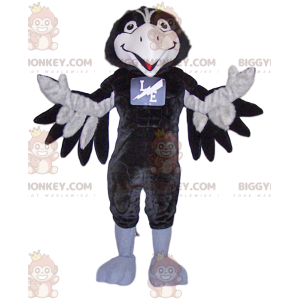 Meget smilende sort og hvid krage BIGGYMONKEY™ maskotkostume -