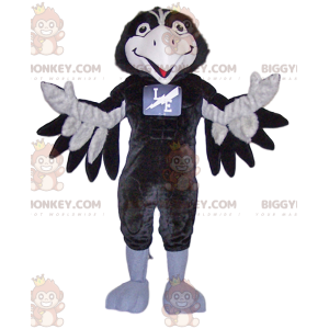Very Smiling Black and White Crow BIGGYMONKEY™ Mascot Costume -