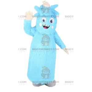 Fato de mascote BIGGYMONKEY™ de monstrinho azul com um penteado