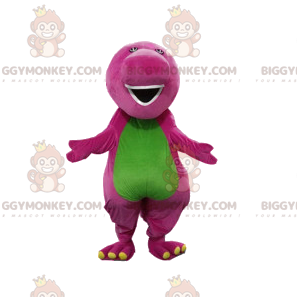 Στολή μασκότ BIGGYMONKEY™ από μωβ και πράσινο δεινόσαυρο με