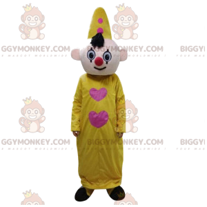 Clown BIGGYMONKEY™ Maskottchenkostüm mit gelbem Anzug und Hut -