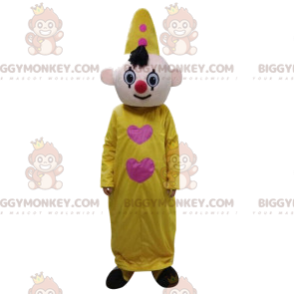 Clown BIGGYMONKEY™ Mascot Costume with Yellow Suit and Hat -