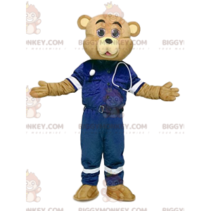 Traje de mascote BIGGYMONKEY™ Urso de Areia com roupa de