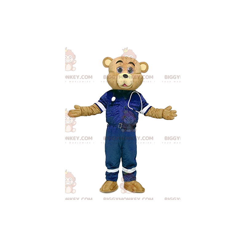 Traje de mascote BIGGYMONKEY™ Urso de Areia com roupa de