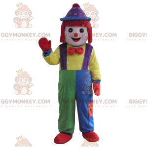 Clown BIGGYMONKEY™ Maskottchen-Kostüm mit Patchwork-Anzug -