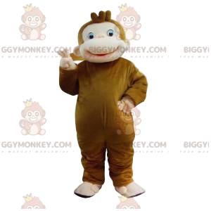 Brauner Affe BIGGYMONKEY™ Maskottchen-Kostüm mit breitem