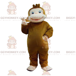 Στολή μασκότ BIGGYMONKEY™ καφέ μαϊμού με μεγάλο χαμόγελο -