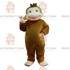 Brun apa BIGGYMONKEY™ maskotdräkt med stort leende -