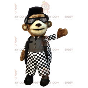 BIGGYMONKEY™ Mascot Costume Brown Bear, Rock 'n' Roll Dancer -