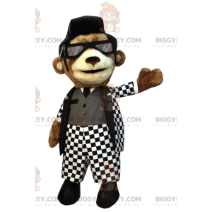 BIGGYMONKEY™ μασκότ στολή καφέ αρκούδα, χορεύτρια Rock 'n' Roll