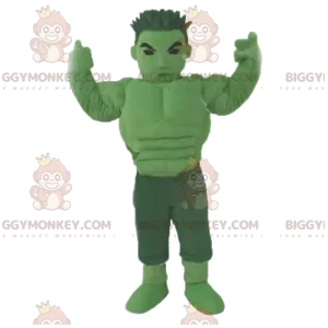 BIGGYMONKEY™-Maskottchenkostüm des grünen Manga-Kriegers.