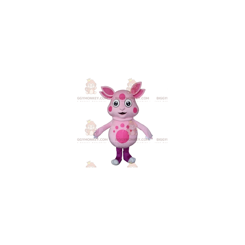 BIGGYMONKEY™ Mascot Costume Pink Alien with Four Ears -