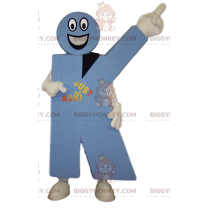Kostým maskota BIGGYMONKEY™ s písmenem K v modré barvě. Kostým