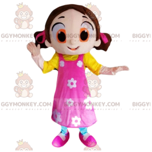 Flirty Little Girl BIGGYMONKEY™ Mascot Costume With Pretty Pink