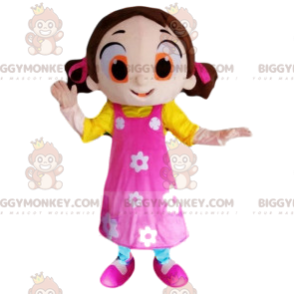 Flirty Little Girl BIGGYMONKEY™ Mascot Costume With Pretty Pink