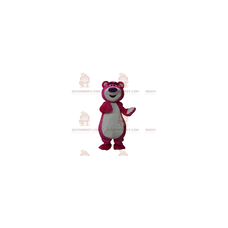 Costume de mascotte BIGGYMONKEY™ d'ours fushia avec un gros Costume de mascotte BIGGYMONKEY™ d'ours fushia avec un gros