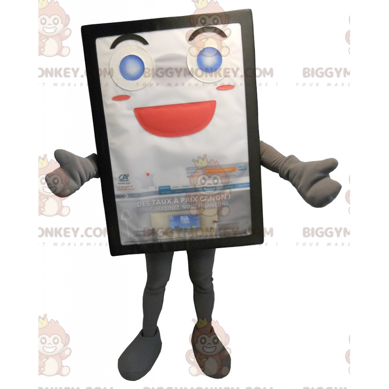 Smilende grå billboard BIGGYMONKEY™ maskotkostume - Uklassificerede maskoter - BIGGYMONKEY_0143 - BiggyMonkey.com
