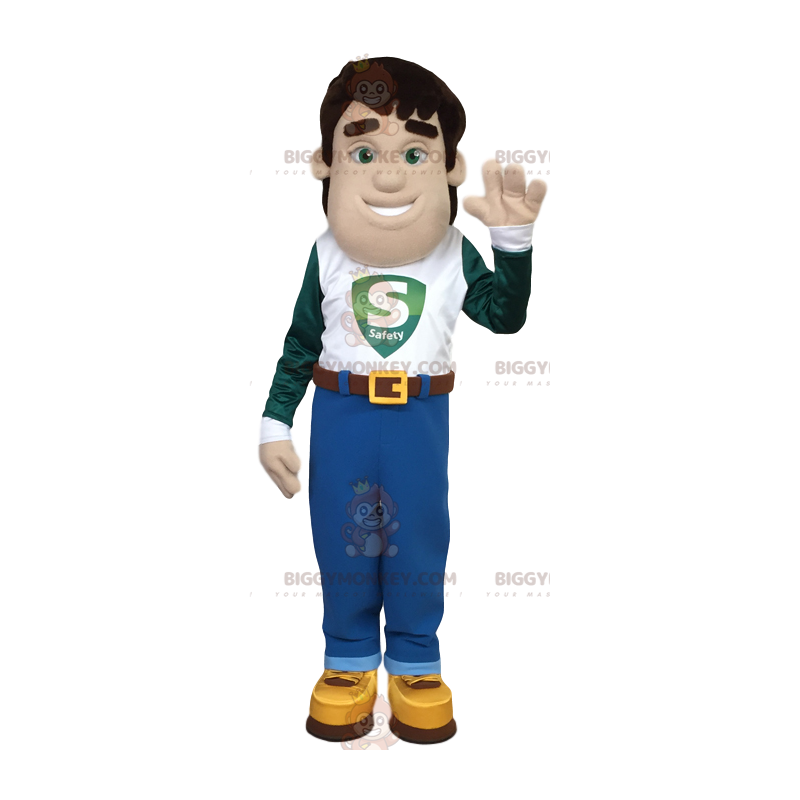 Disfraz de mascota BIGGYMONKEY™ para hombre en jeans y camiseta Disfraz de mascota BIGGYMONKEY™ para hombre en jeans y camiseta